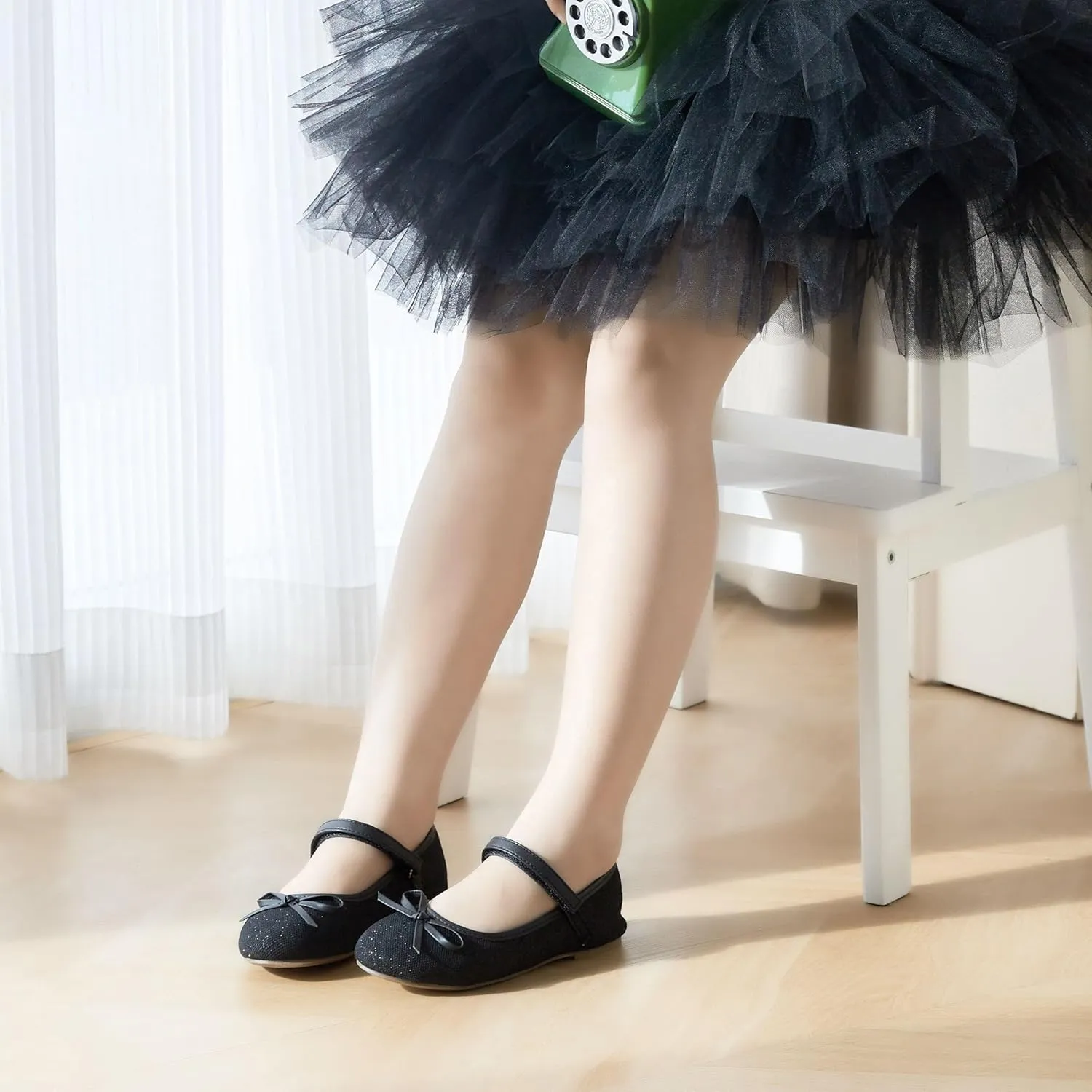 ESTINE Mary Jane Flats for Toddler Girls Little Kids Glittery Dress Princess Wedding Ballet Shoes