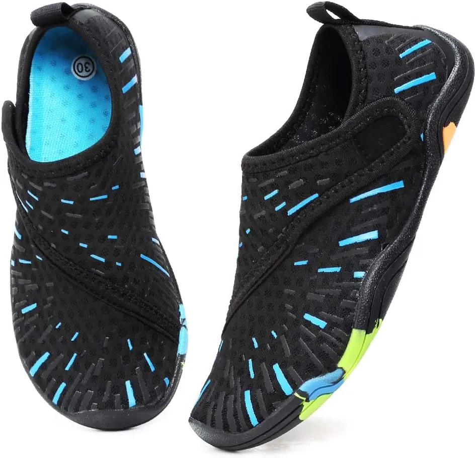 FANTURE Girls & Boys Water Shoes Lightweight Comfort Sole Easy Walking Athletic Slip on Aqua Sock(Toddler/Little Kid/Big Kid)