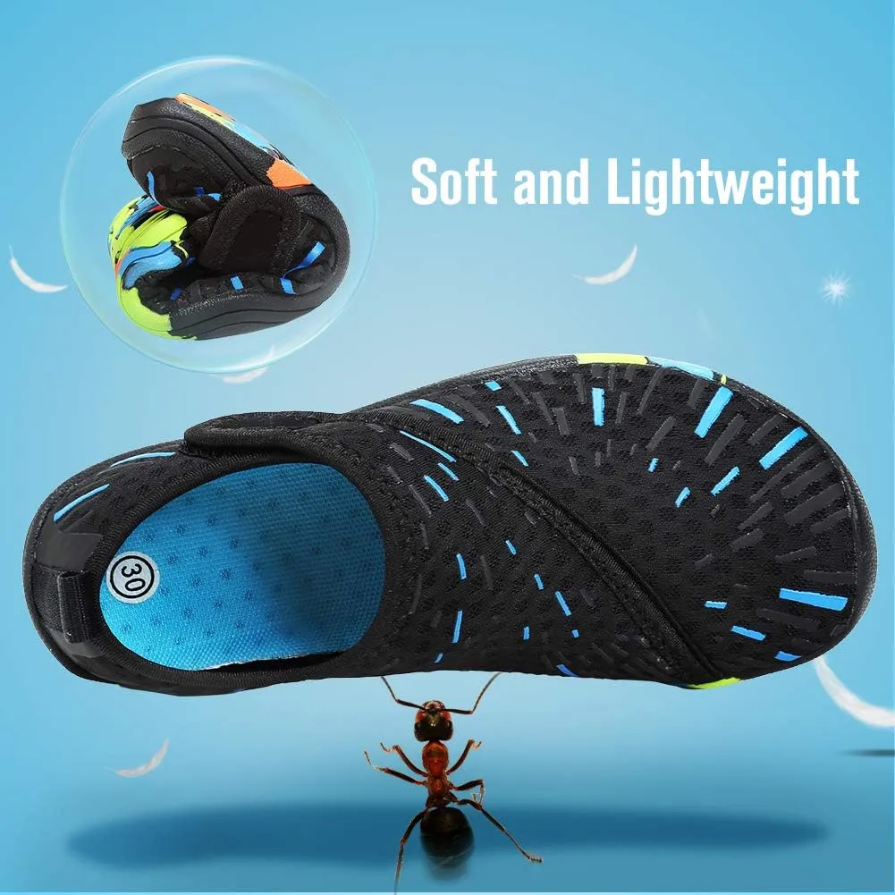 FANTURE Girls & Boys Water Shoes Lightweight Comfort Sole Easy Walking Athletic Slip on Aqua Sock(Toddler/Little Kid/Big Kid)