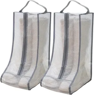Fazhongfa Travel Bags for Luggage Packing, Clear Stackable Storage Dust Waterproof Shoe Bags in Closet 2 Set Hanging Bags (Clear Gray-Thigh Boot)