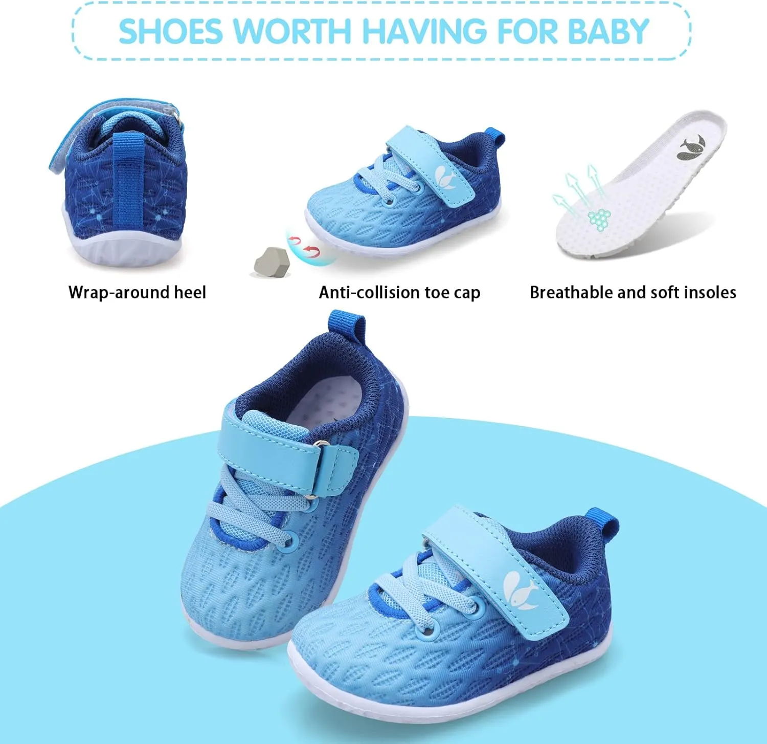 FEETCITY Baby Sneakers Boys Girls Infant Shoes First Walking Shoes Newborn Crib Shoes Toddler Slip On Shoes