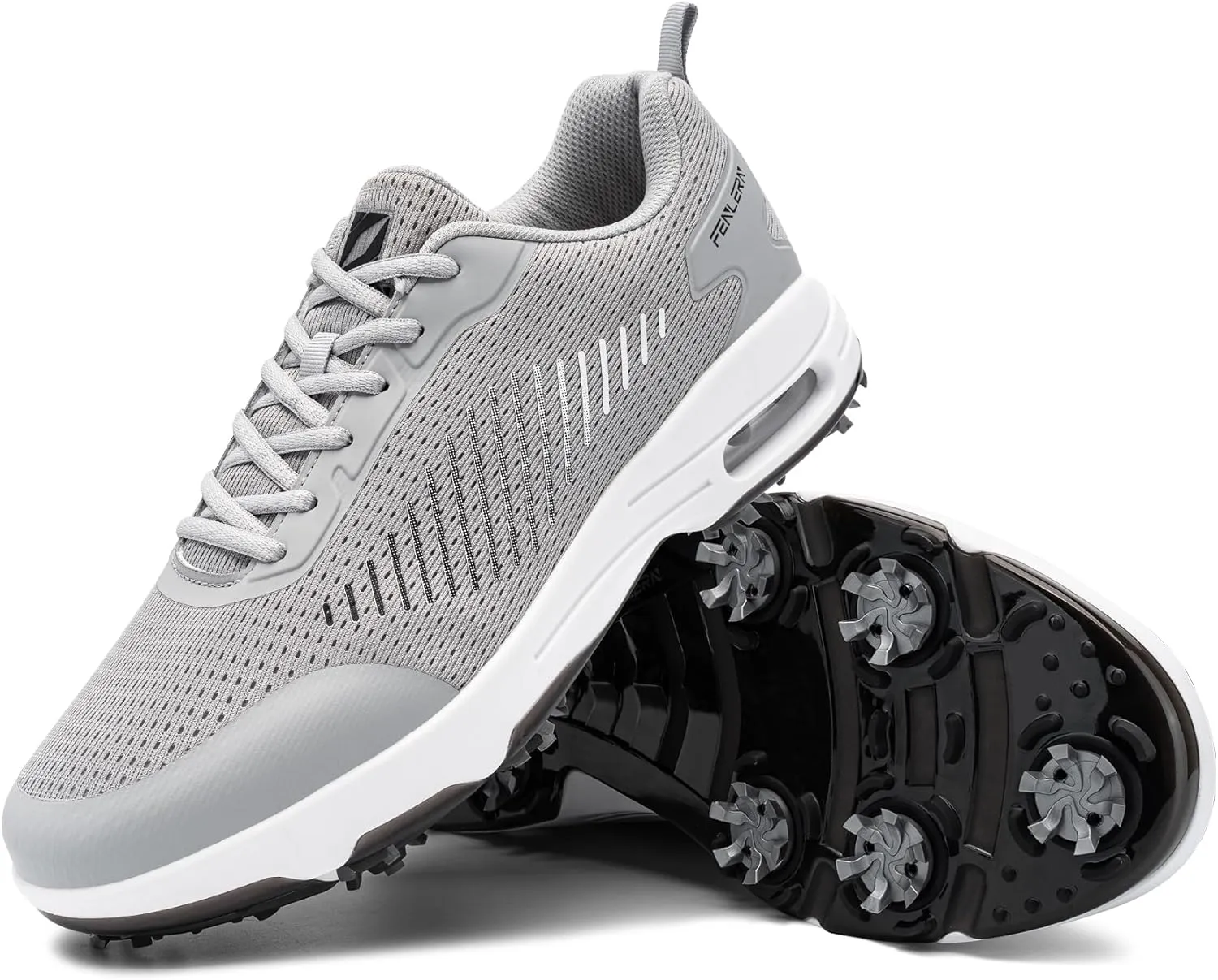 FENLERN Golf Shoes Men, Spiked, Breathable Mesh Upper, Cushioning