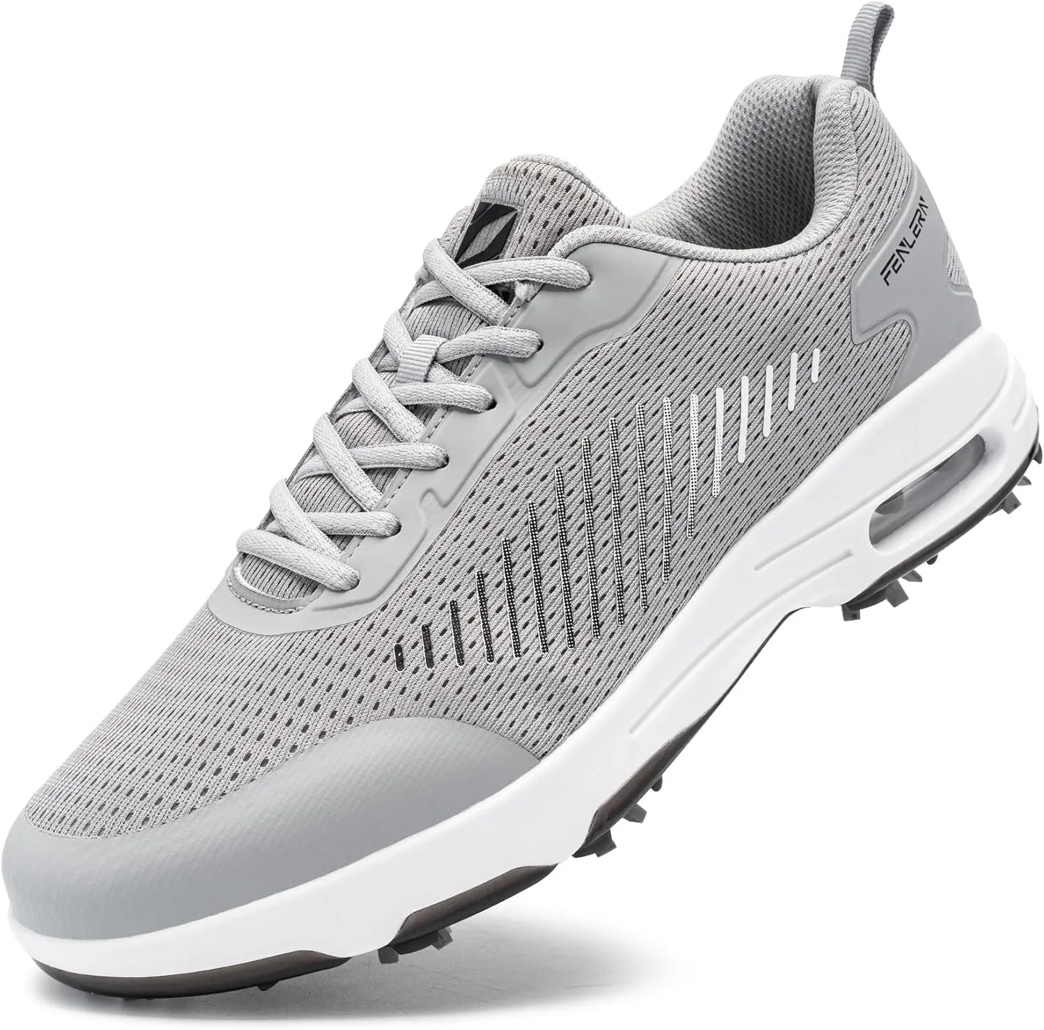 FENLERN Golf Shoes Men, Spiked, Breathable Mesh Upper, Cushioning