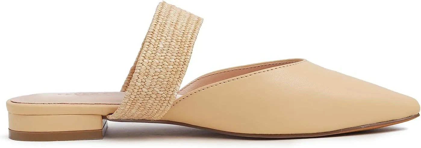 FEVERSOLE Women's Pointed Toe Fashion Mules Low Heel Flats Casual Summer Slide