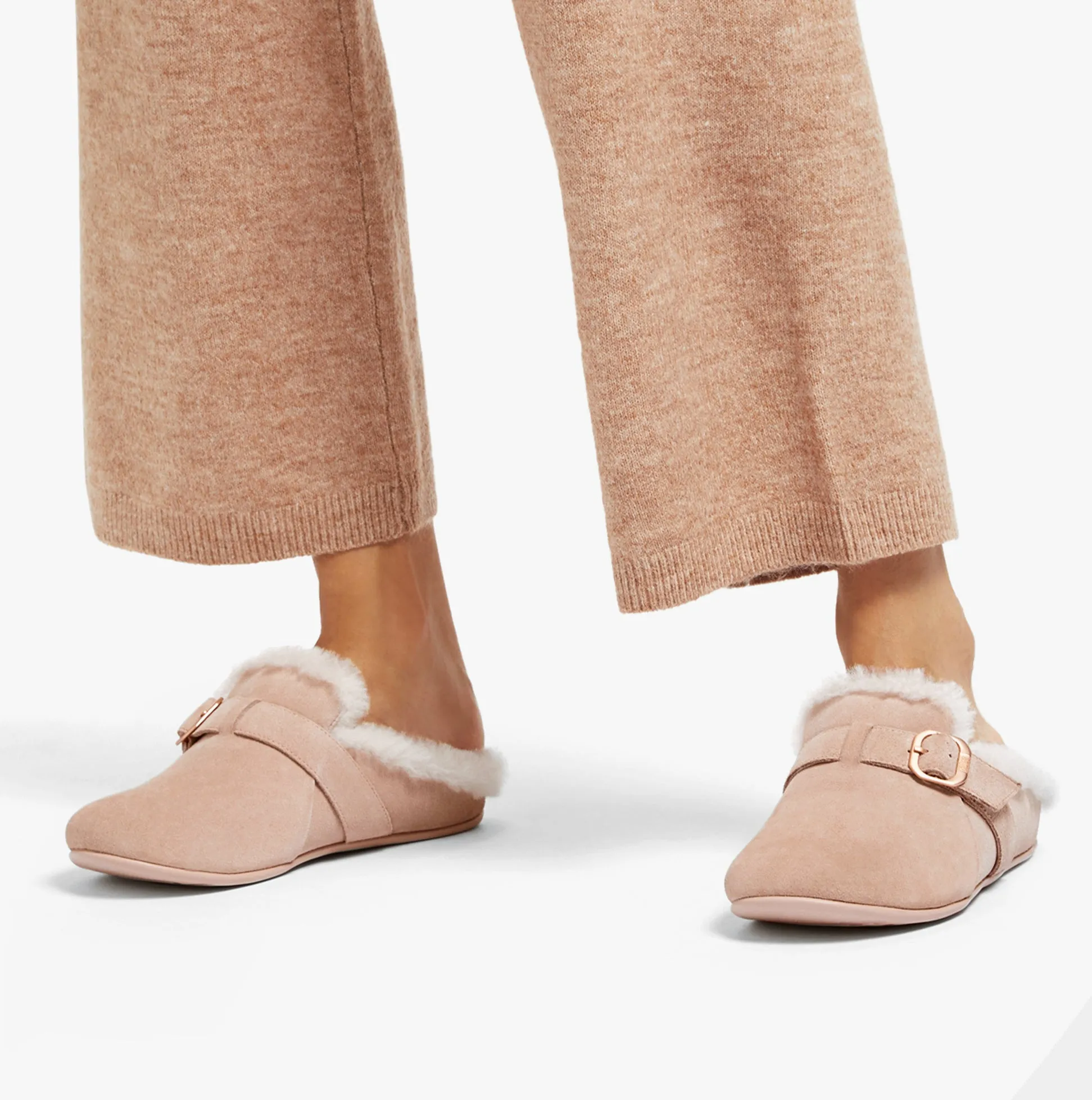 FitFlop CHRISSIE II Womens Suede Buckle Slippers Beige