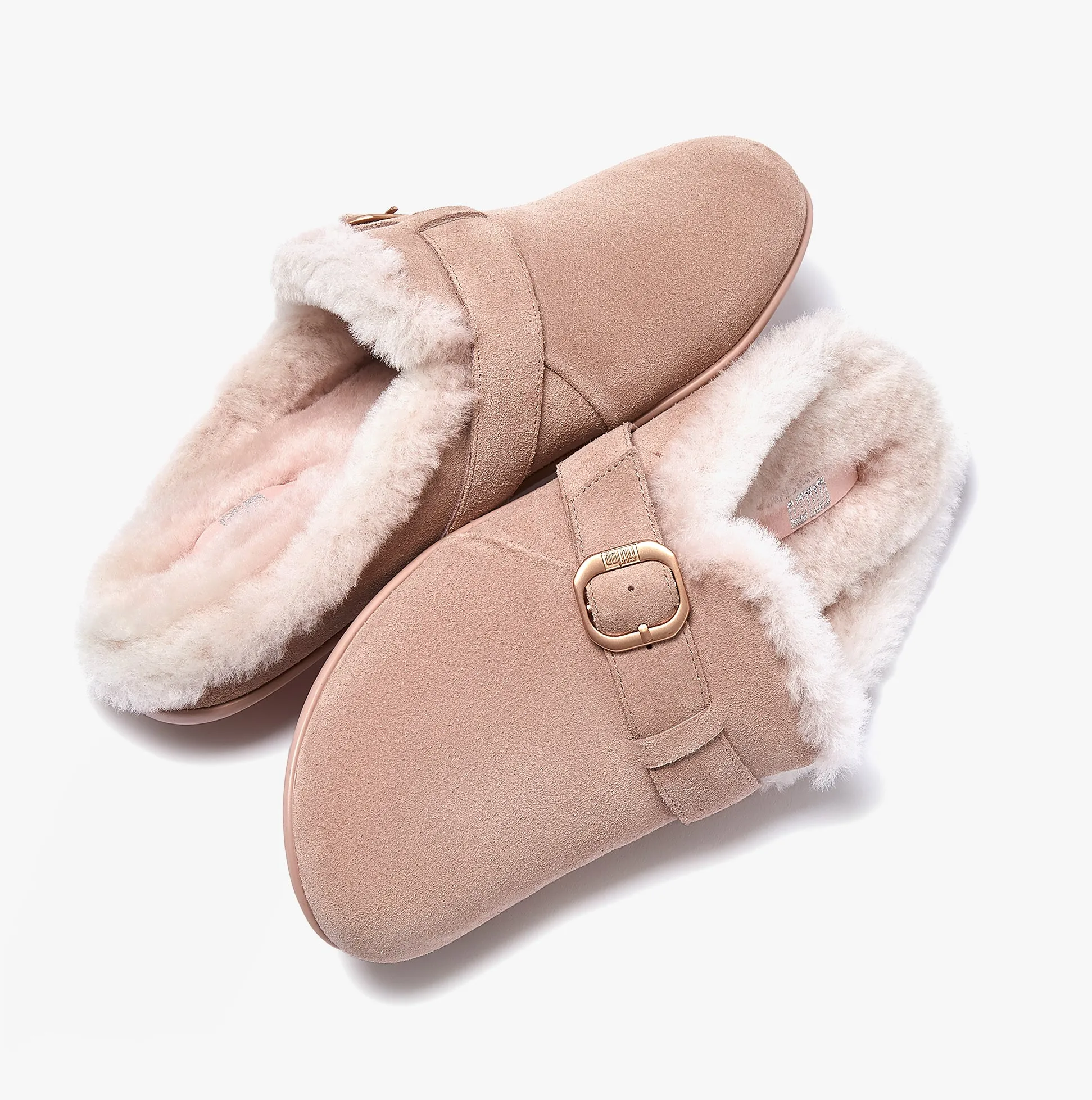 FitFlop CHRISSIE II Womens Suede Buckle Slippers Beige