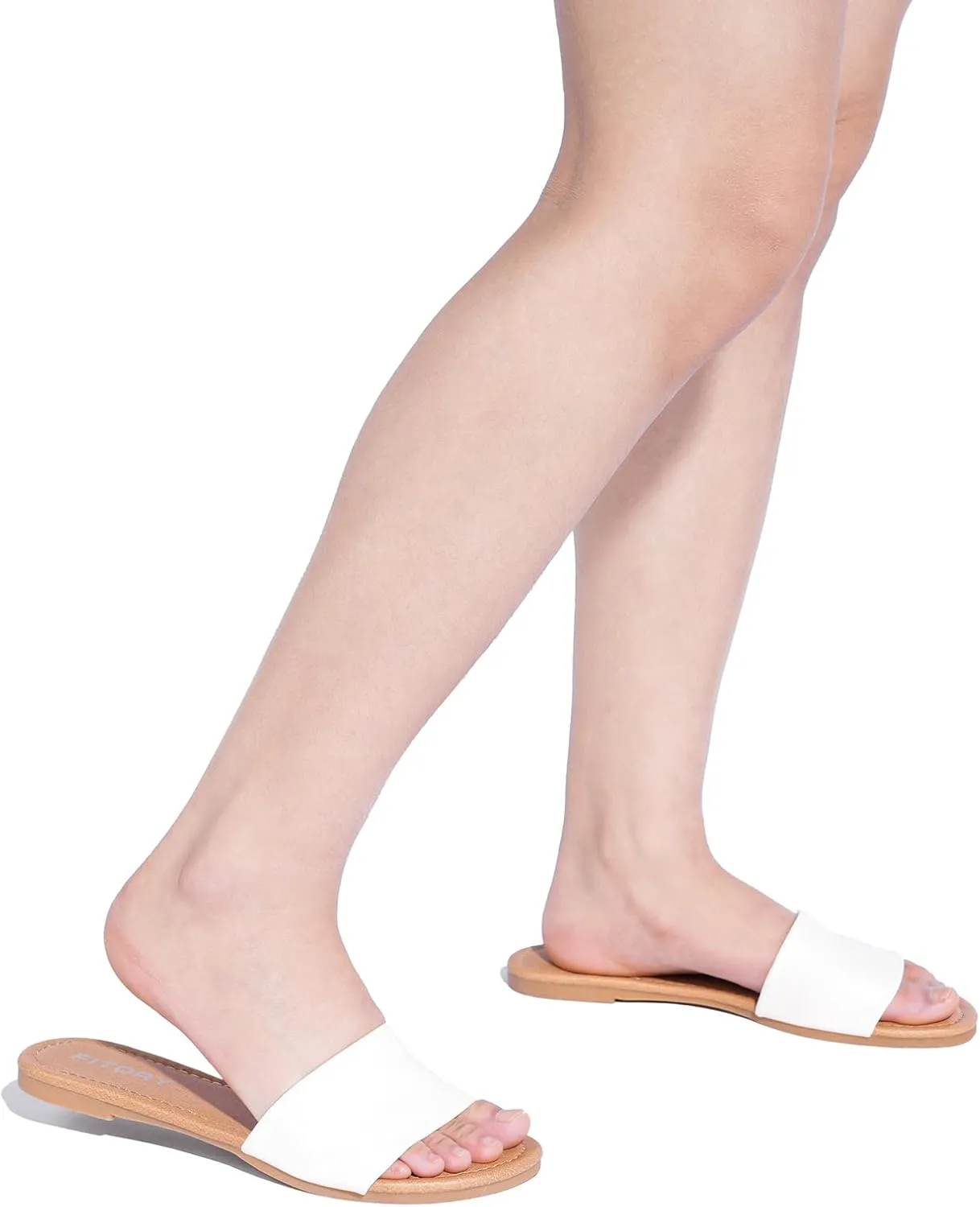FITORY Women's Slide Sandals Fashion Square Open Toe with Cushioned Footbed Slippers for Beach Size