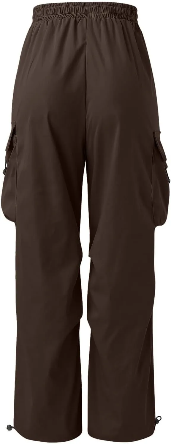 Flat Pocket Parachute Pants for Men Casual Baggy Cargo Pants Unisex Street Pants Drawstring Trousers