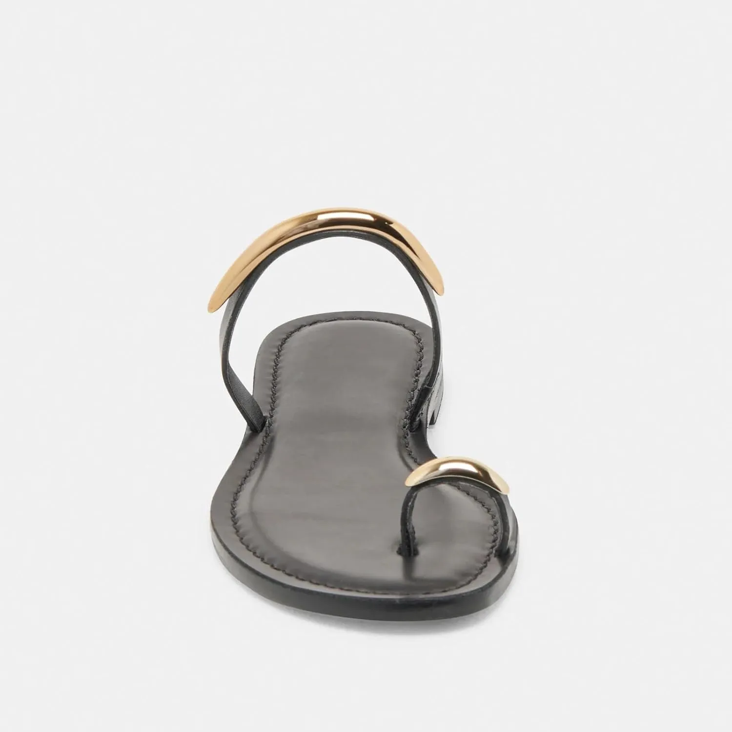 Flat Sandals for Women Metallic Toe Ring Slippers with Strap Comfortable Open Toe Summer Beach Flats Shoes