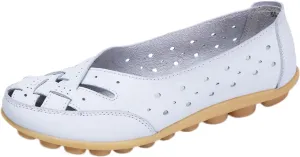 Flats Loafers Women's Slip-On Flats Sandals Casual Leather Shoes Breathable Cutout Sandals Casual Walking Loafers