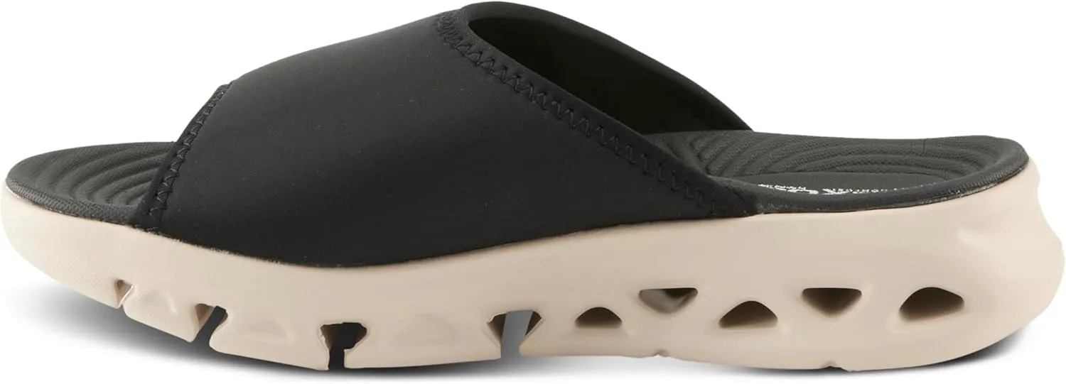 Flexus Women's HALEY Slides – Lycra Slip-On Sandals with Cushioned Footbed and Sporty EVA Outsole