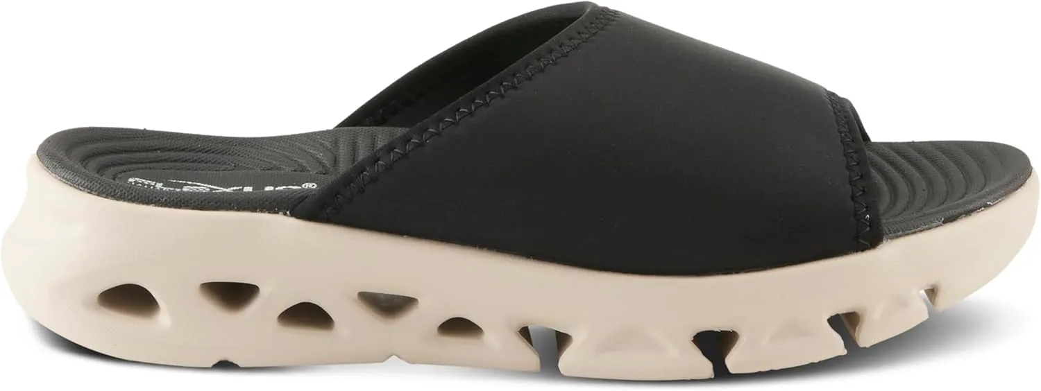 Flexus Women's HALEY Slides – Lycra Slip-On Sandals with Cushioned Footbed and Sporty EVA Outsole