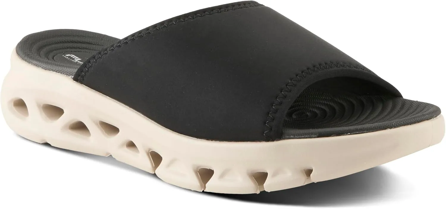 Flexus Women's HALEY Slides – Lycra Slip-On Sandals with Cushioned Footbed and Sporty EVA Outsole