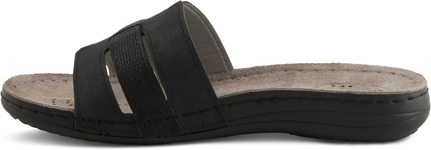 Flexus Women's TETHYS Slides – Italian-Made Slip-On Sandals with Arch Support and Cushioned Footbed
