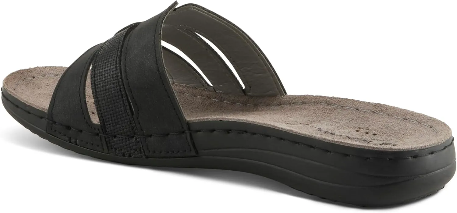 Flexus Women's TETHYS Slides – Italian-Made Slip-On Sandals with Arch Support and Cushioned Footbed