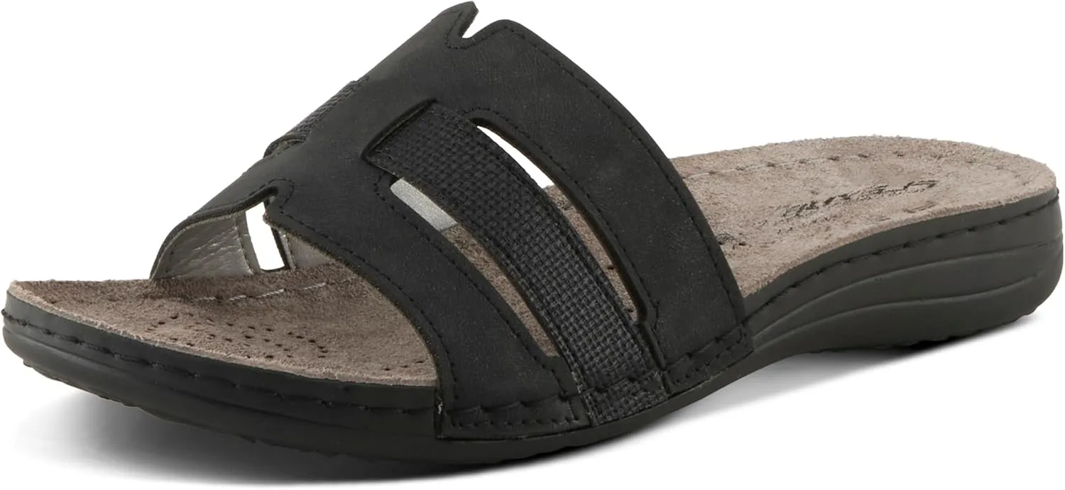 Flexus Women's TETHYS Slides – Italian-Made Slip-On Sandals with Arch Support and Cushioned Footbed