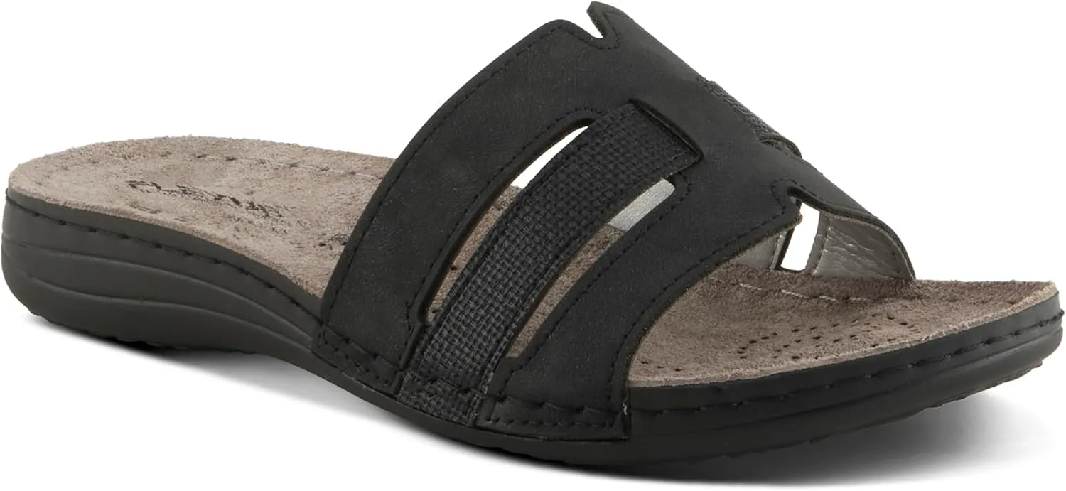 Flexus Women's TETHYS Slides – Italian-Made Slip-On Sandals with Arch Support and Cushioned Footbed