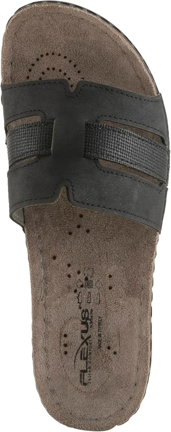 Flexus Women's TETHYS Slides – Italian-Made Slip-On Sandals with Arch Support and Cushioned Footbed