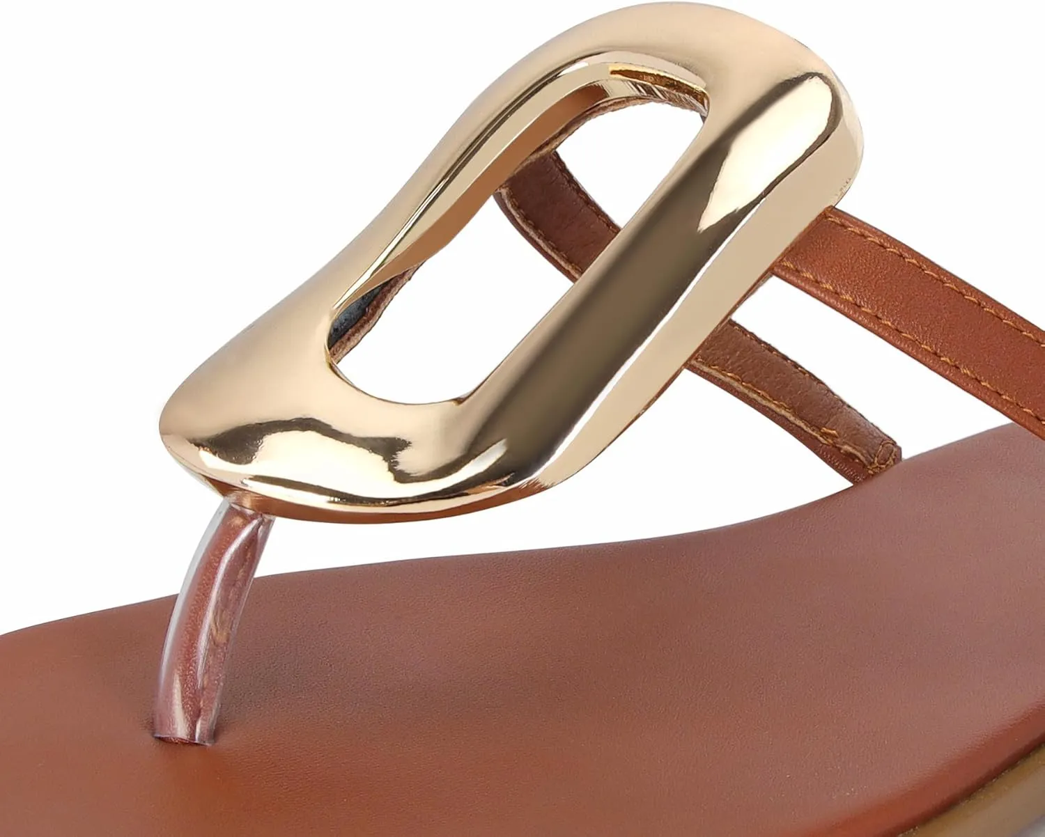 Flip-Flops for Women Thong Sandals Flat Black Slip on Slides Leather Beach Comfort Open Square Toe Ladies Slipper Dressy Metal Hardware Decoration Summer Shoes Casual Fashion