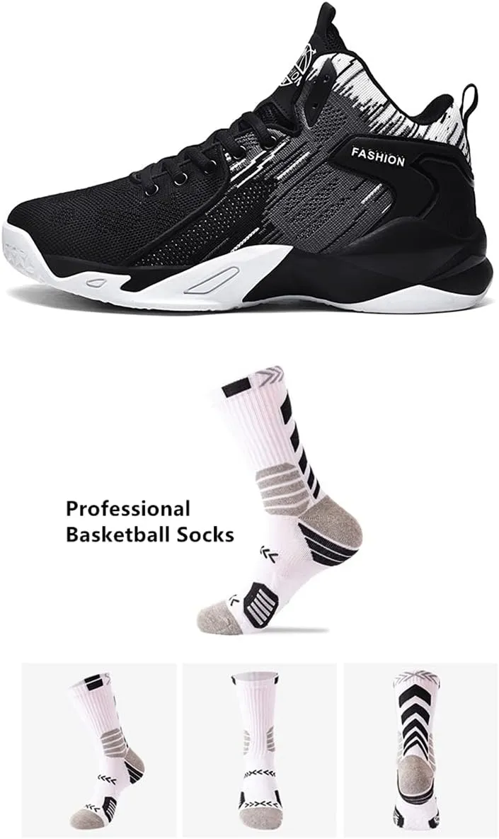 Floette Mens Fashion High Top Basketball Shoes Breathable Casual Walk Athletic Basketball Sneakers