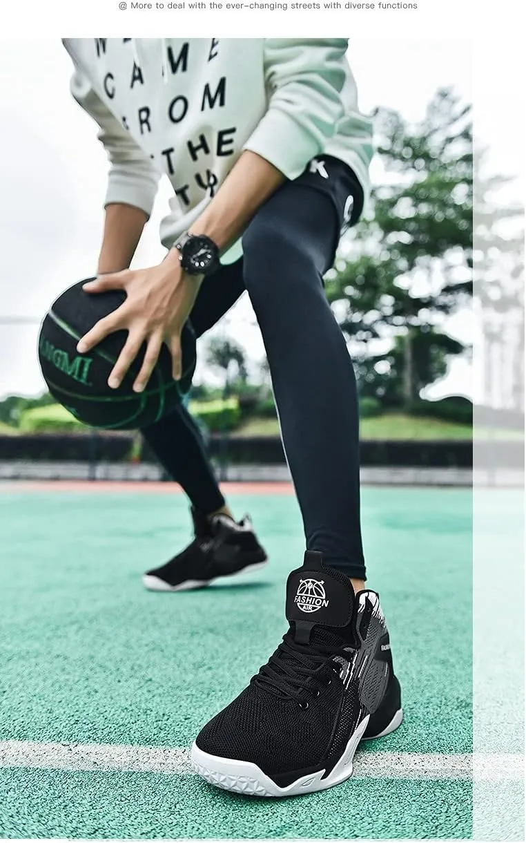 Floette Mens Fashion High Top Basketball Shoes Breathable Casual Walk Athletic Basketball Sneakers