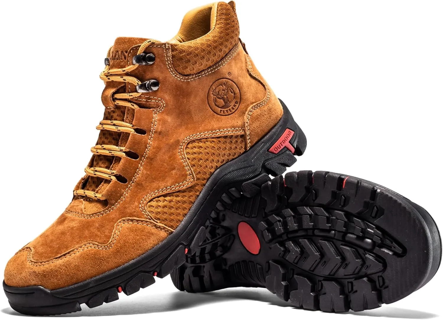 FLYLAND Men's Chukka Boots Casual Leather Shoes Ankle Shoes Non Slip Breathable Comfortable Mid Top for Driving Walking Outdoor