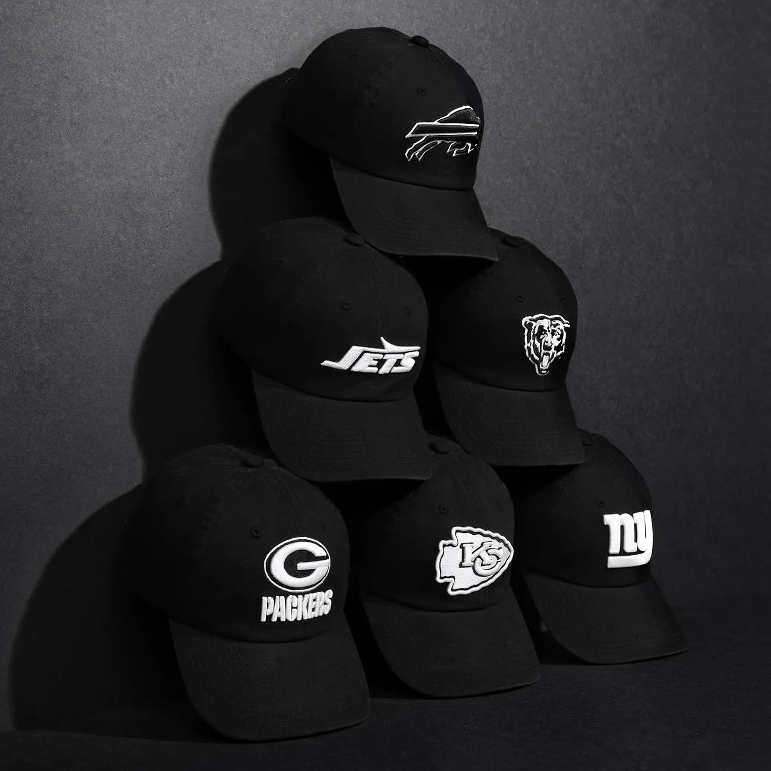 FOCO Men's NFL Team Logo Black & White Casual Hat Caps