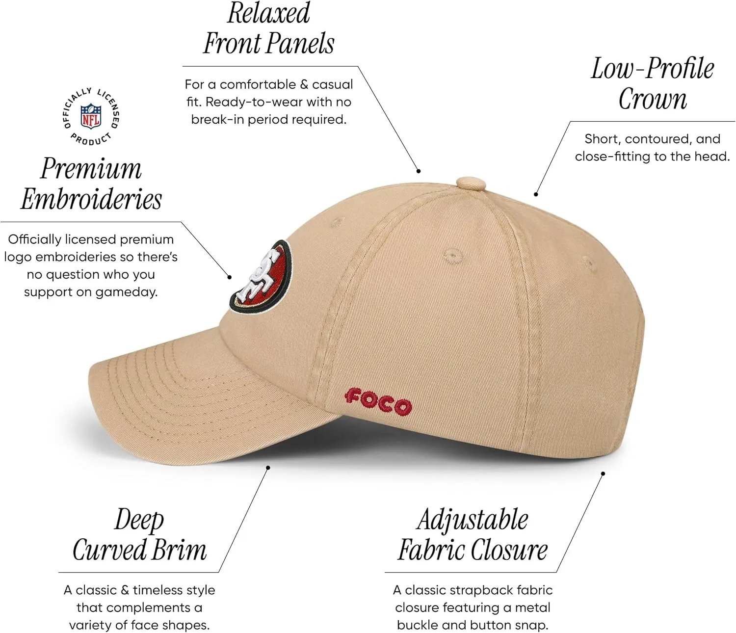 FOCO Men's NFL Team Logo Casual Hat Caps