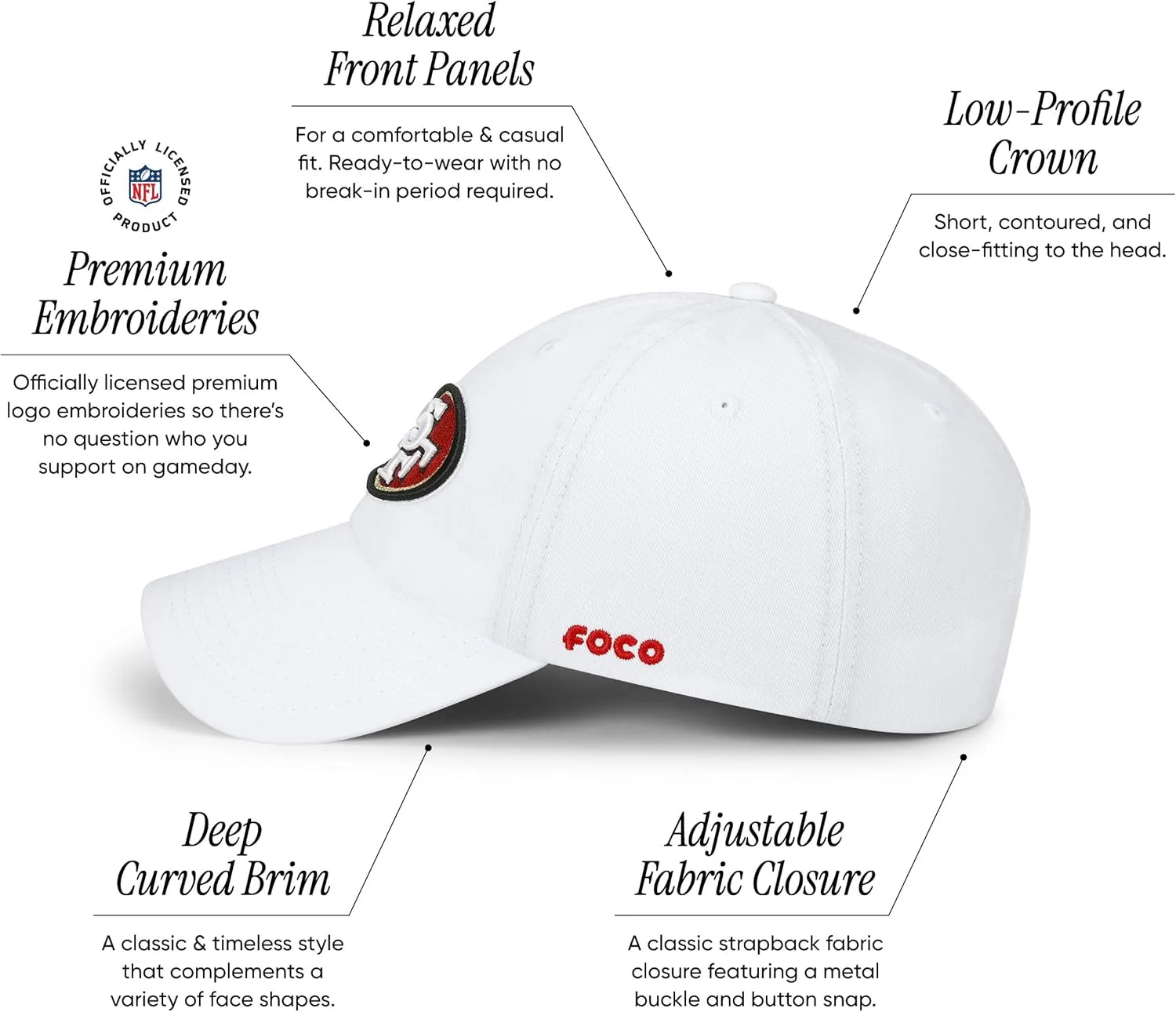 FOCO Men's NFL Team Logo Casual Hat Caps