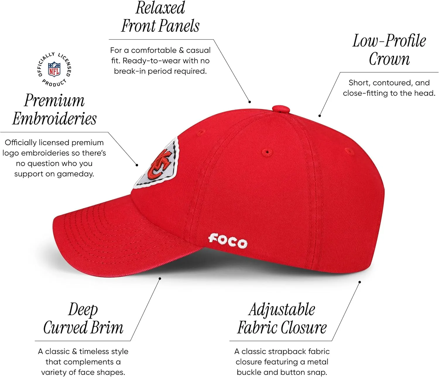 FOCO Men's NFL Team Logo Casual Hat Caps
