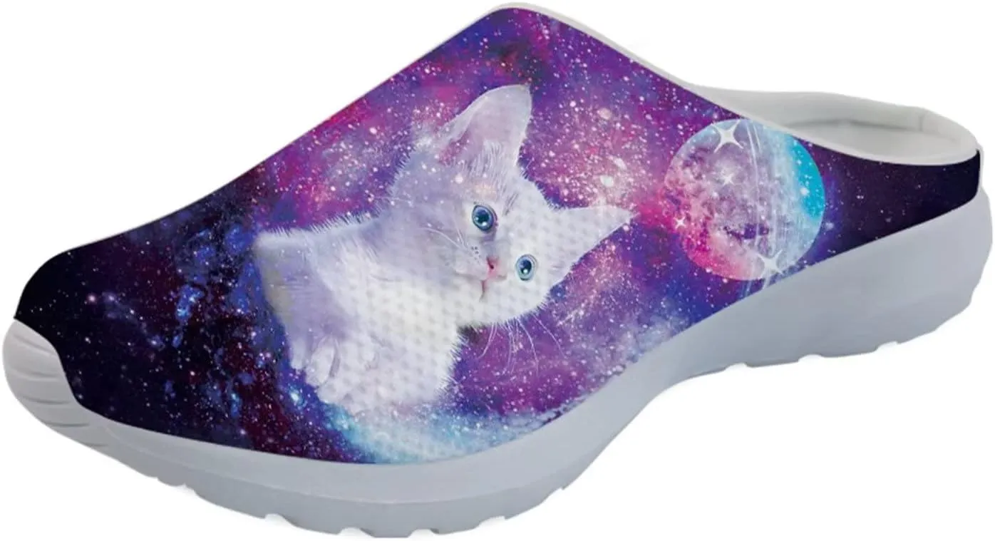 Forchrinse Cute Santa Claus Women’s Slip on Mule Sneakers Men’s Garden Clog Mesh Walking Shoes for Causal Work Gym