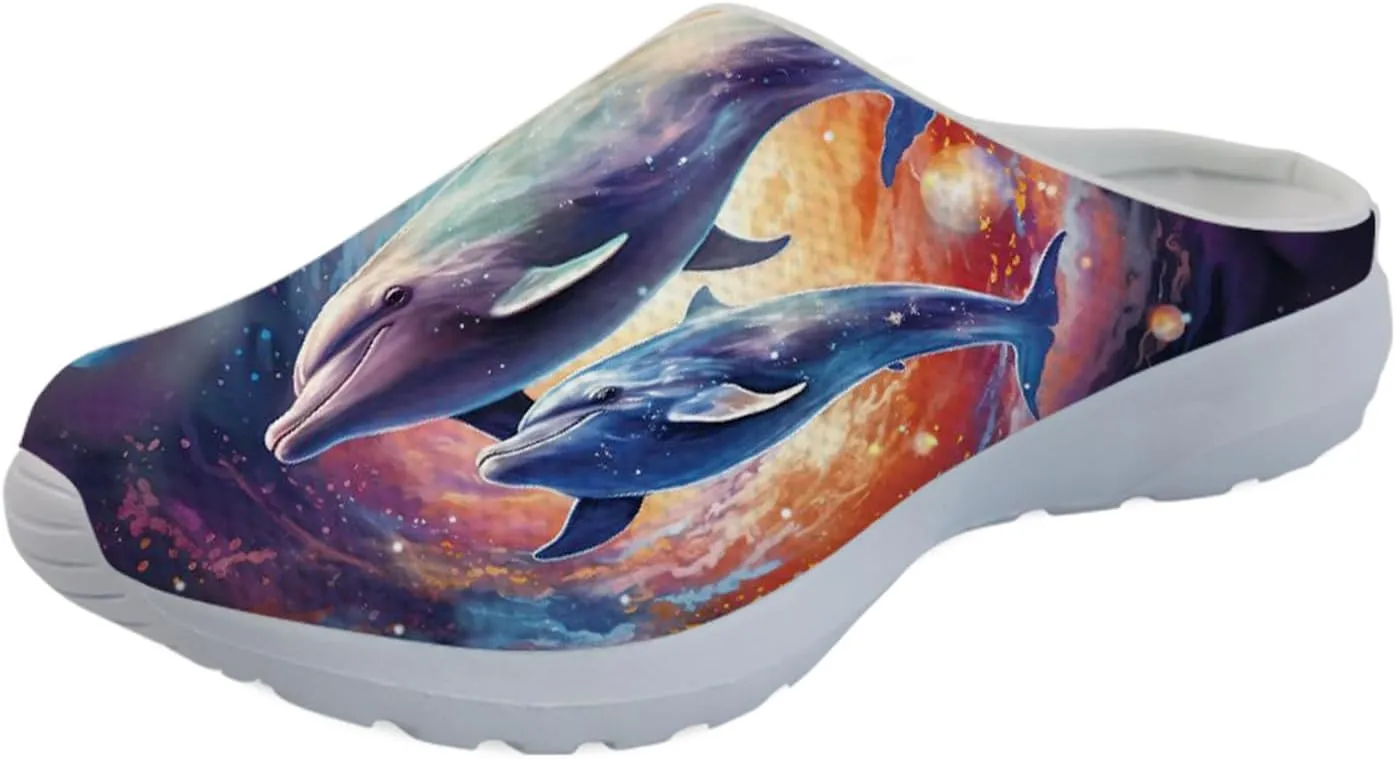 Forchrinse Hawaiian Palm Tree Watercolor Sky Beach Women’s Slip on Mule Men’s Walking Sneakers Garden Clog House Shoes Lightweight