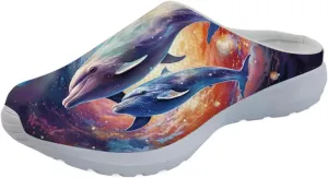 Forchrinse Hawaiian Palm Tree Watercolor Sky Beach Women’s Slip on Mule Men’s Walking Sneakers Garden Clog House Shoes Lightweight