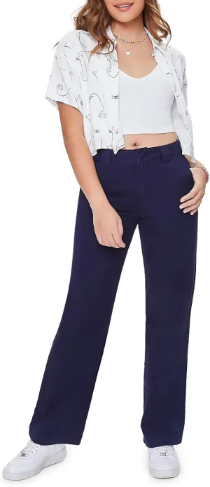 Forever 21 Women's Straight-Leg Twill Pants