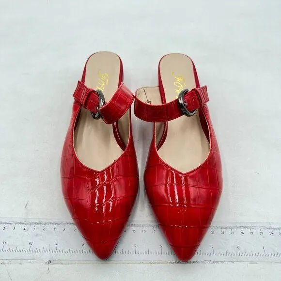 FOWT Pointed Toe Mules for Women Chunky Low Heeled Sandals Breathable Backless