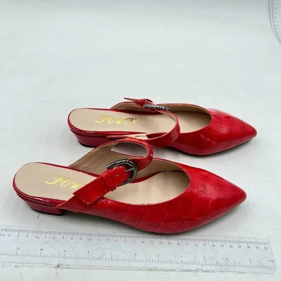 FOWT Pointed Toe Mules for Women Chunky Low Heeled Sandals Breathable Backless