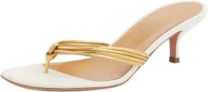 FOWT Women Square Split Toe Flip Flops Kitten Low Heel Mule Slippers Slip on Casual Sandal Fashion Shoes Size 4-16 US