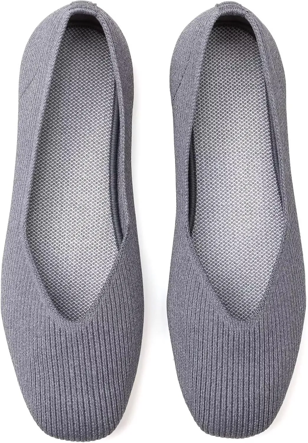 Frank Mully Womens Casual Flat Shoes Square Toe Shoes Knitted Work Flat Comfort Dressy Flat Shoes for Daily Washable
