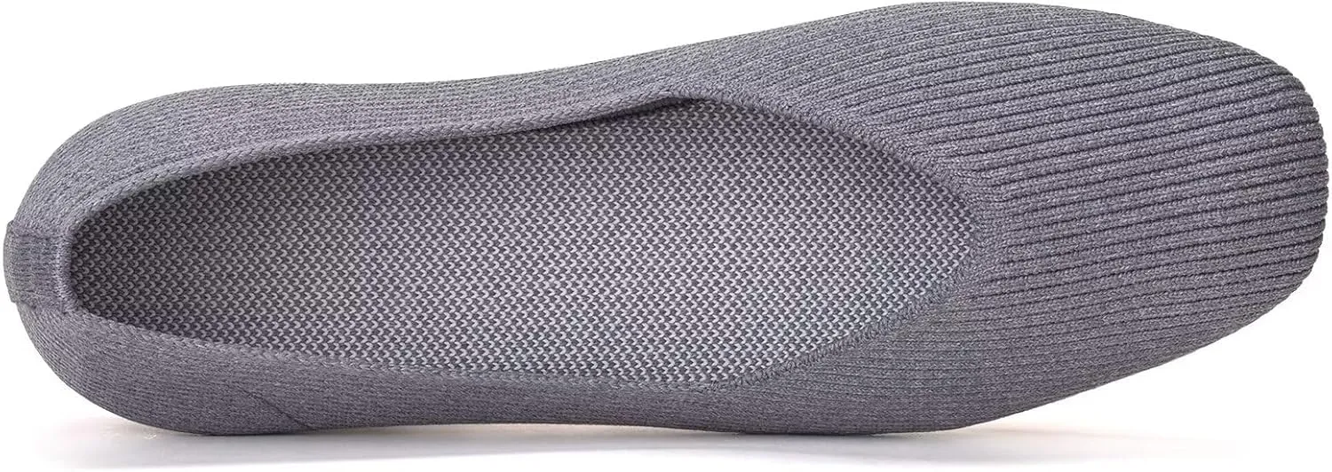Frank Mully Womens Casual Flat Shoes Square Toe Shoes Knitted Work Flat Comfort Dressy Flat Shoes for Daily Washable