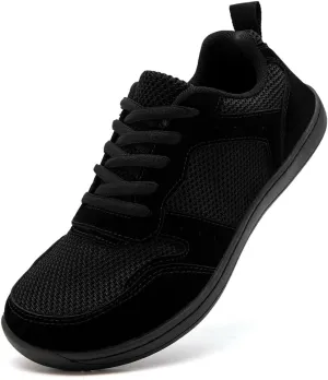 FUJEAK Barefoot Shoes Women Sneakers Womens Walking Shoes Wide Toe Box Shoes Women Minimalist Zero Drop Breathable Fashion Sneakers Width Casual Trail Runner All Black US Size 8.5