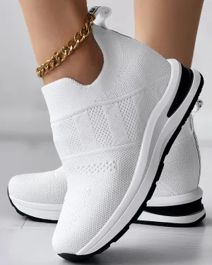 FZ Women's Letter Pattern Breathable Muffin Sneakers