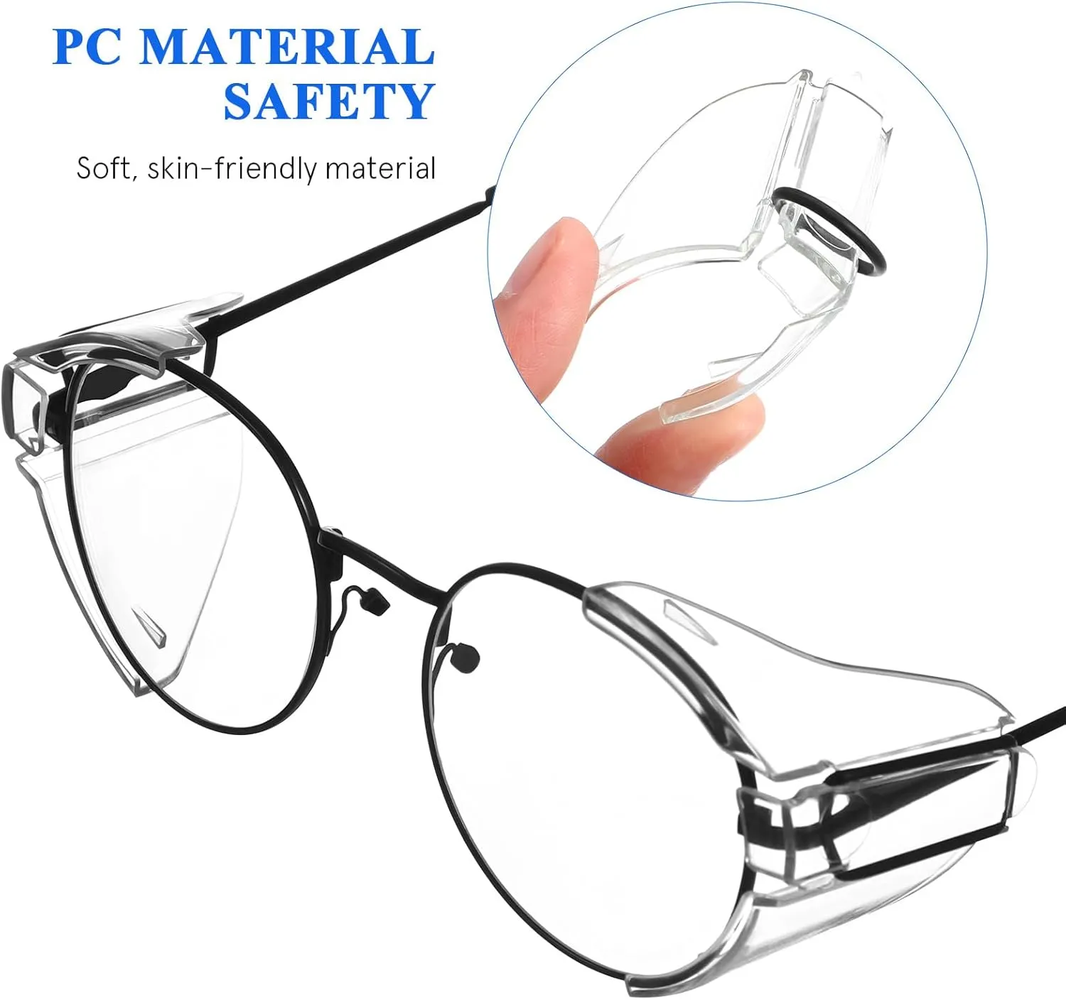 Gatuida Safety Glasses Side Shields Slip on Eye Glasses Side Shields Anti-Slip On Side Shields for Safety Glasses