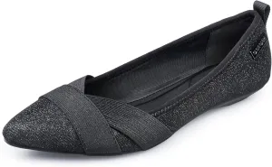 GAWBAW Women's Pointed Toe Flats with Glitter Comfortable Working Flats Low Wedge Casual Dressy Flat Shoes for Women
