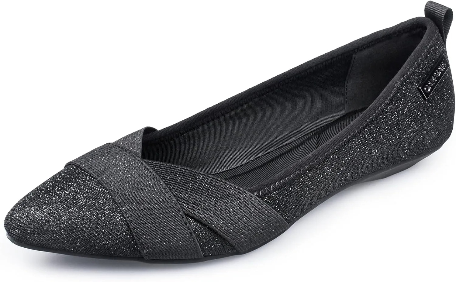 GAWBAW Women's Pointed Toe Flats with Glitter Comfortable Working Flats Low Wedge Casual Dressy Flat Shoes for Women