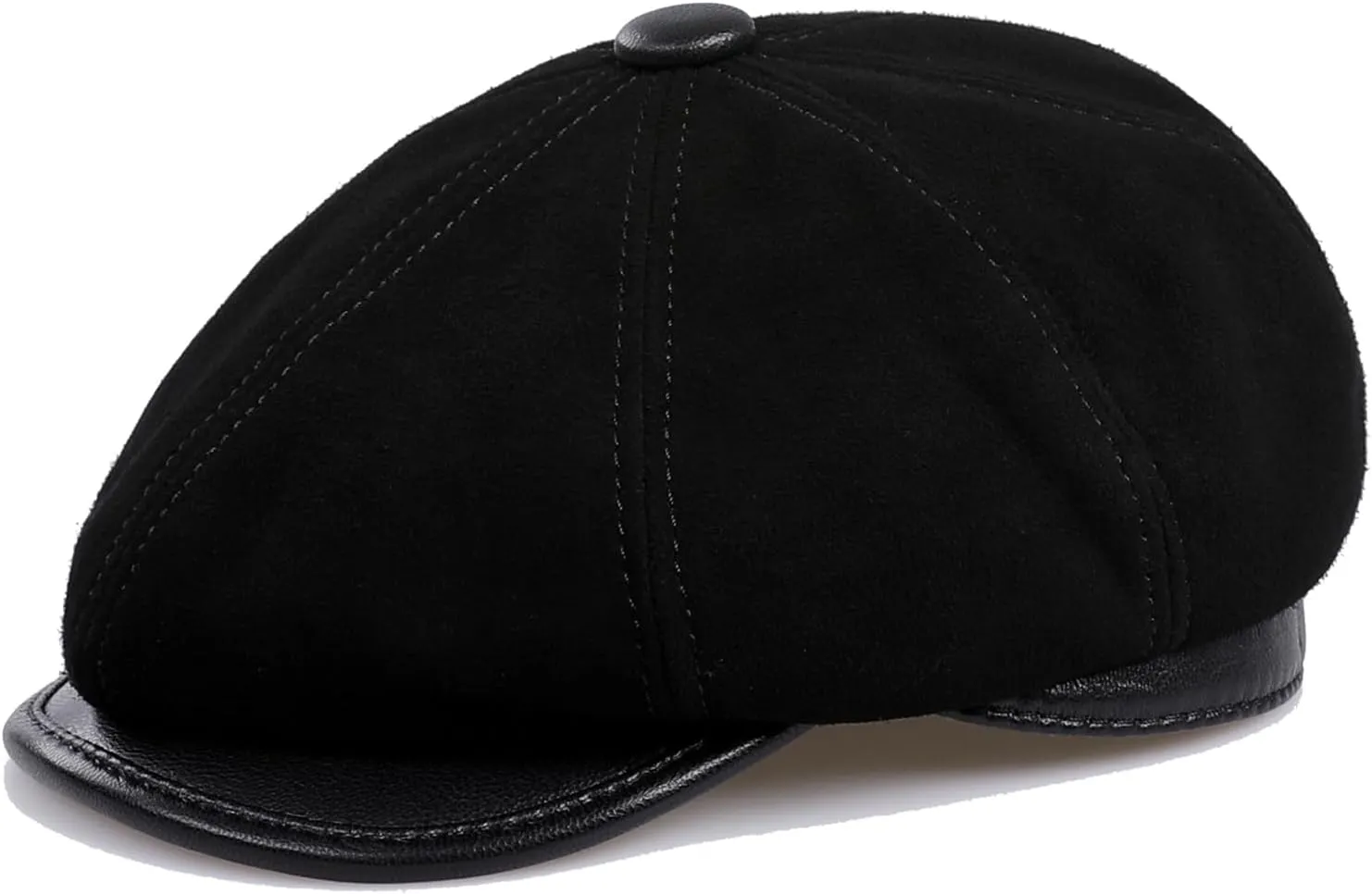 Genuine Leather Newsboy Caps for Men, Real Suede Irish Cabbie Driving Ivy Flat Hat