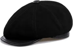 Genuine Leather Newsboy Caps for Men, Real Suede Irish Cabbie Driving Ivy Flat Hat