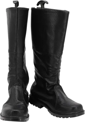 Geralt Boot White Wolf Cosplay Shoes Flat Black Leather Boots Pirate Shoe Halloween Costume for Adult Men