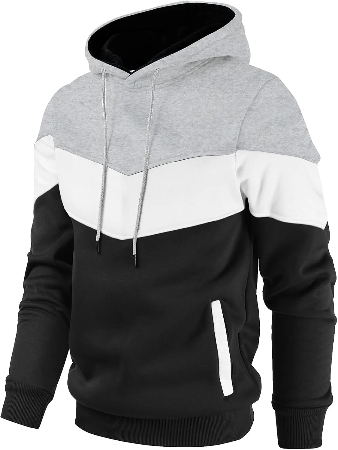 Gesean Men's Novelty Color Block Pullover Fleece Hoodie Long Sleeve Casual Sweatshirt with Pocket
