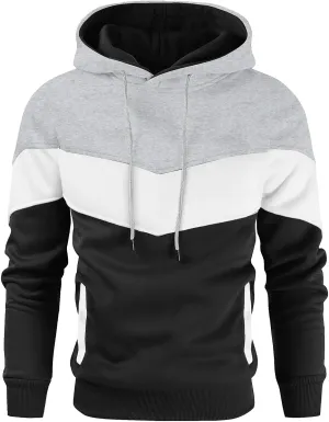 Gesean Men's Novelty Color Block Pullover Fleece Hoodie Long Sleeve Casual Sweatshirt with Pocket