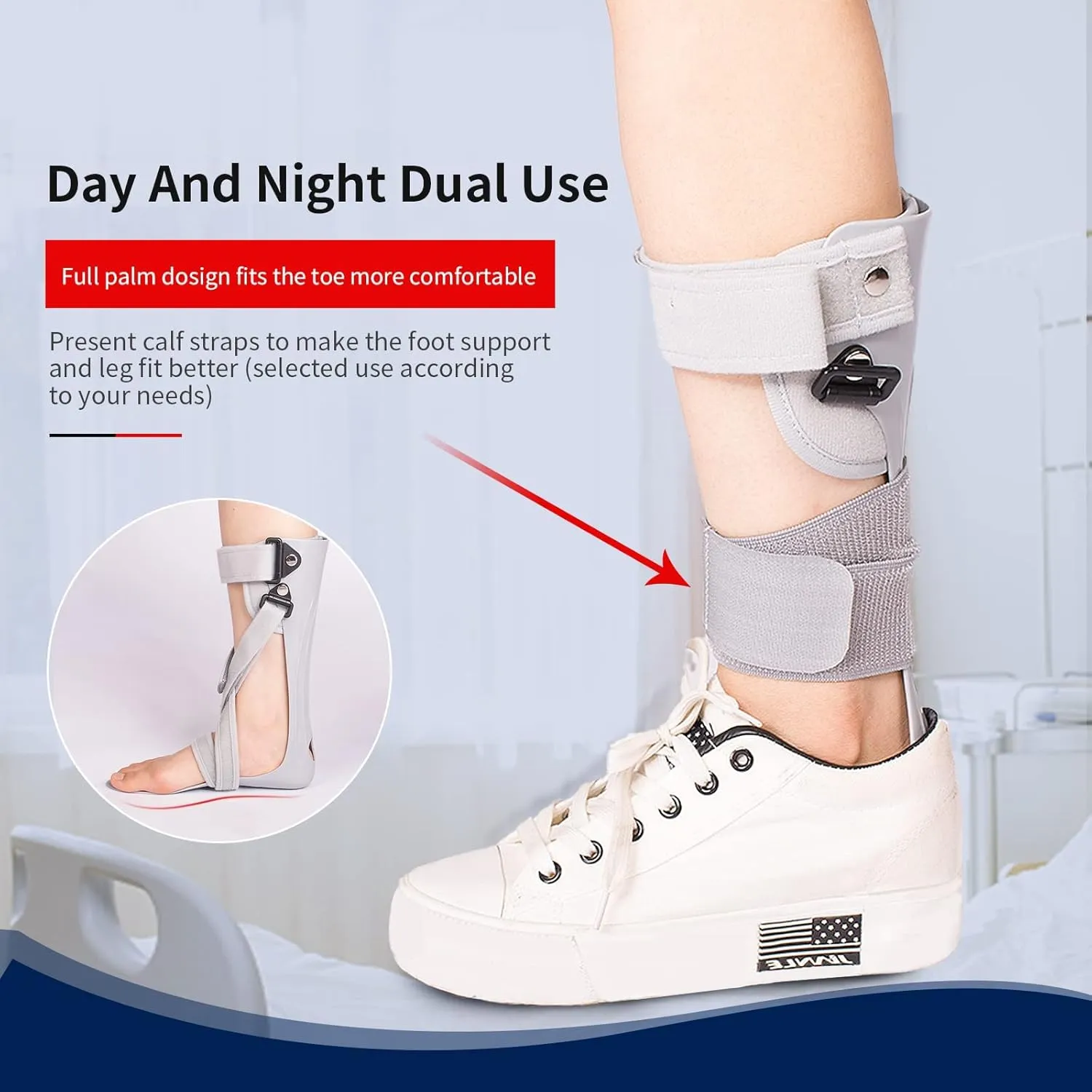 GHORTHOUD AFO Foot Drop Brace Splint Ankle Foot Orthosis Walking with Shoes or Sleeping for Stroke Hemiplegia（Medium-Left）